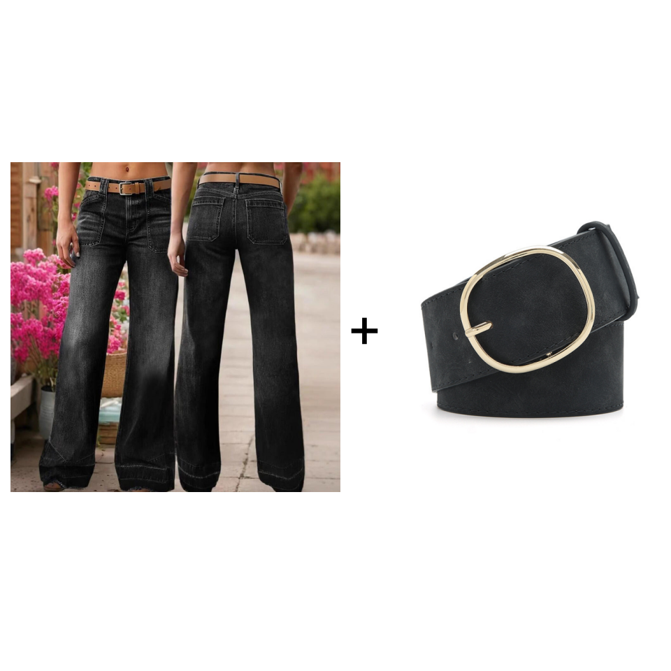 Retro Flared Jeans for Women with Pockets