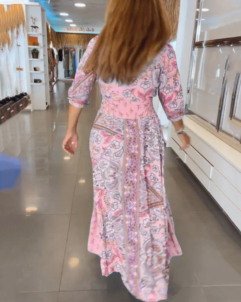 Karen | Bohemian Tie Waist Maxi Dress
