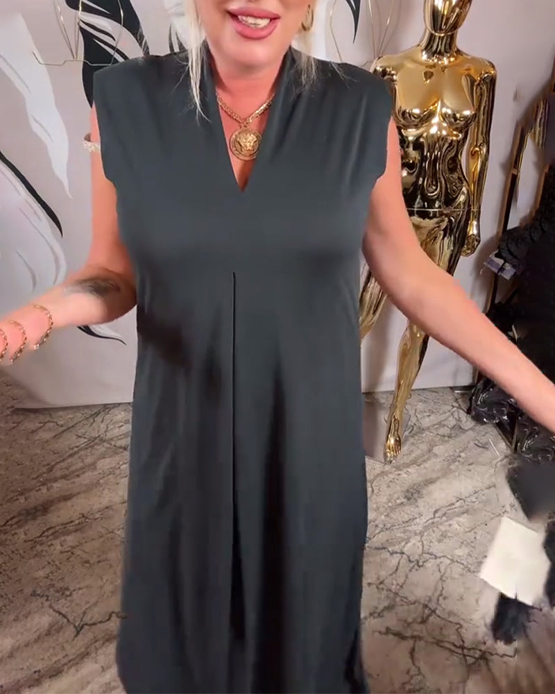 Trendy Sleeveless V-Neck Dress