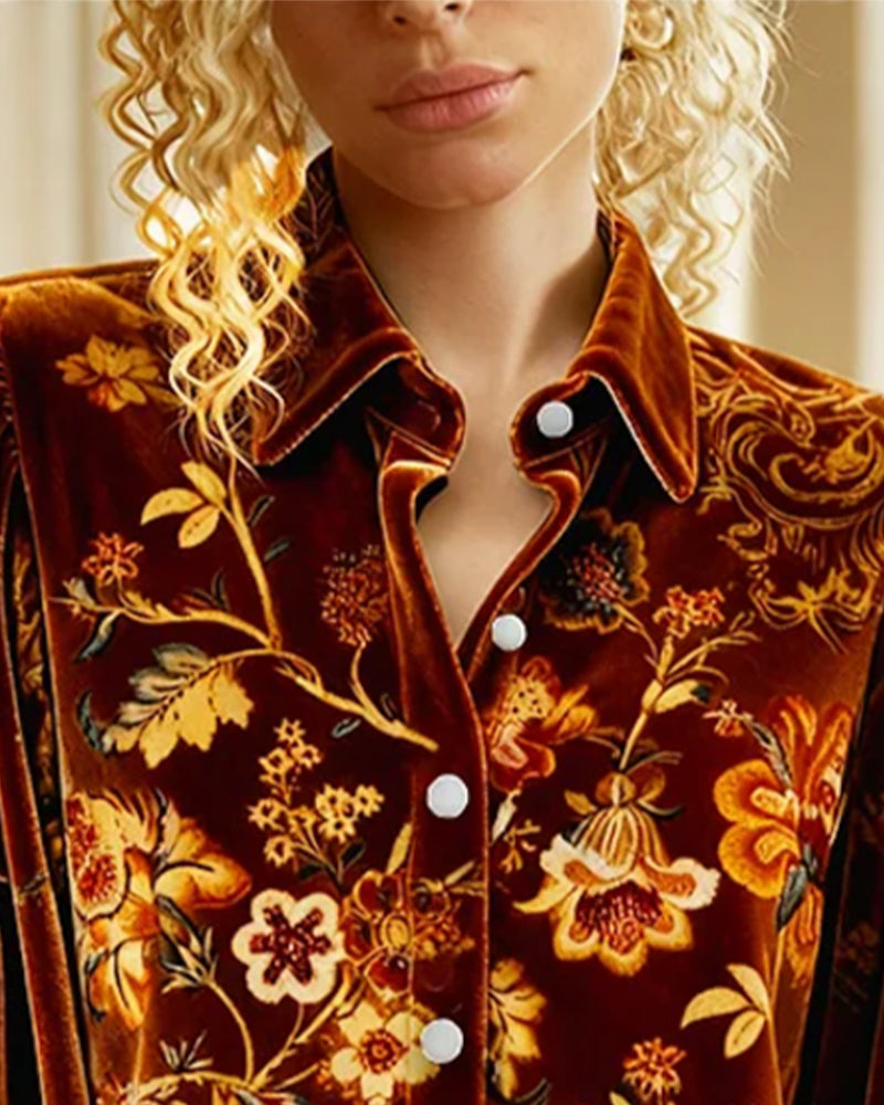 Printed Balloon Sleeve Shirt