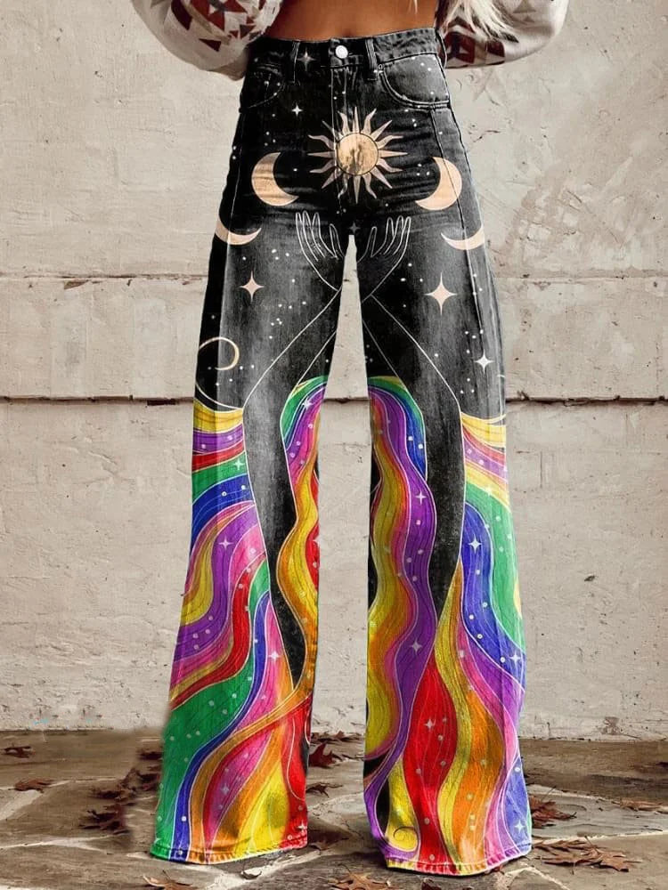 Alicia | Wide-Leg Colorful Patterned Pants