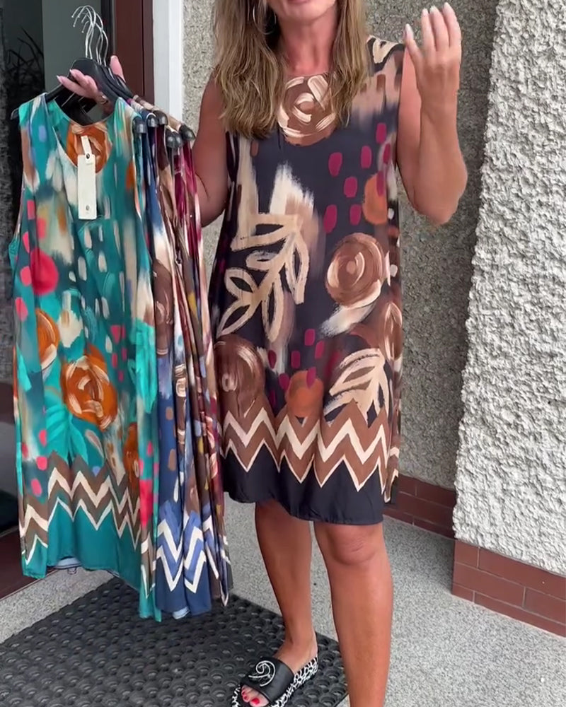 Dress Abstract Floral Sleeveless
