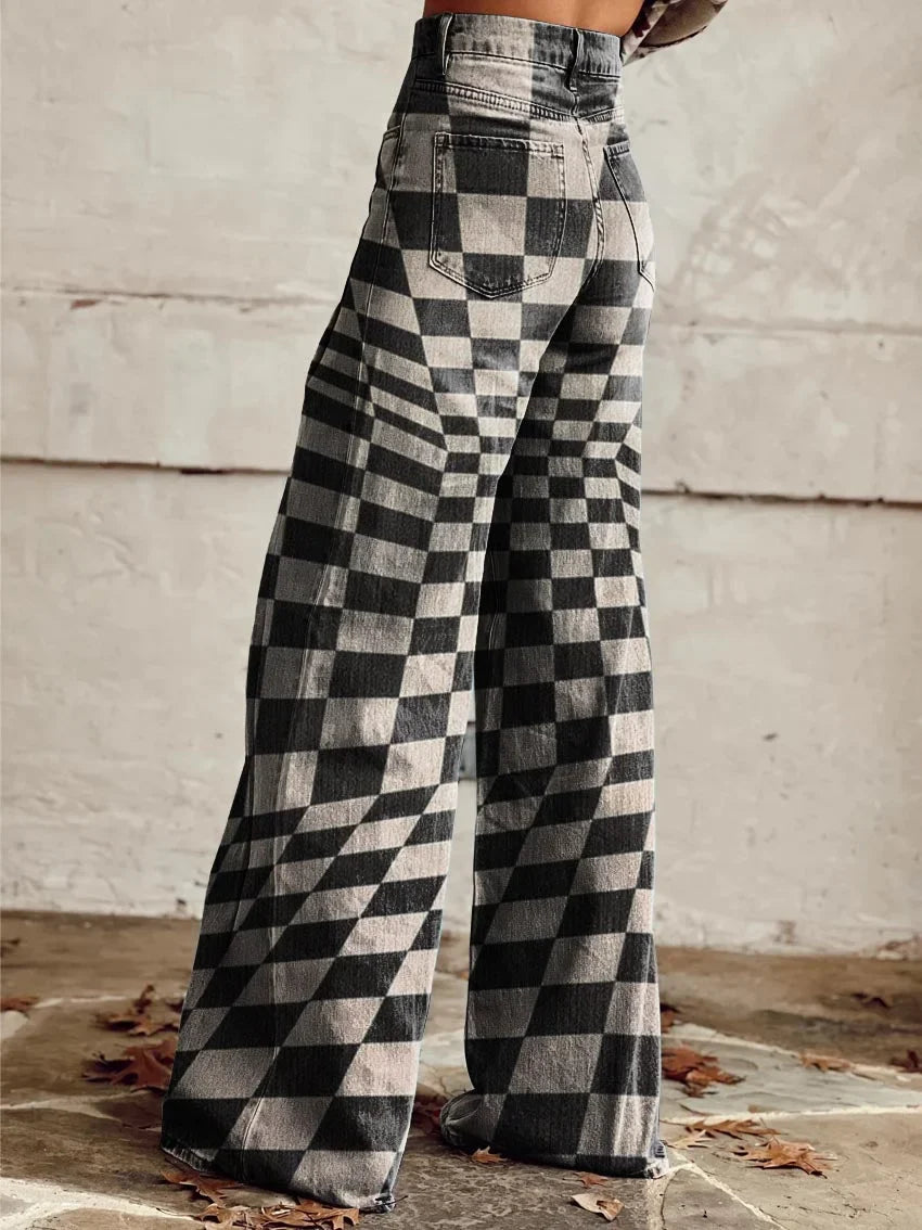Bianca | Chic Optical Illusion Pattern Pants
