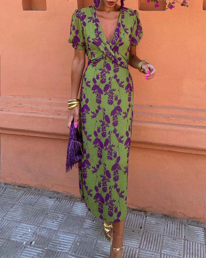 Bonnie | Elegant Floral Print Midi Dress
