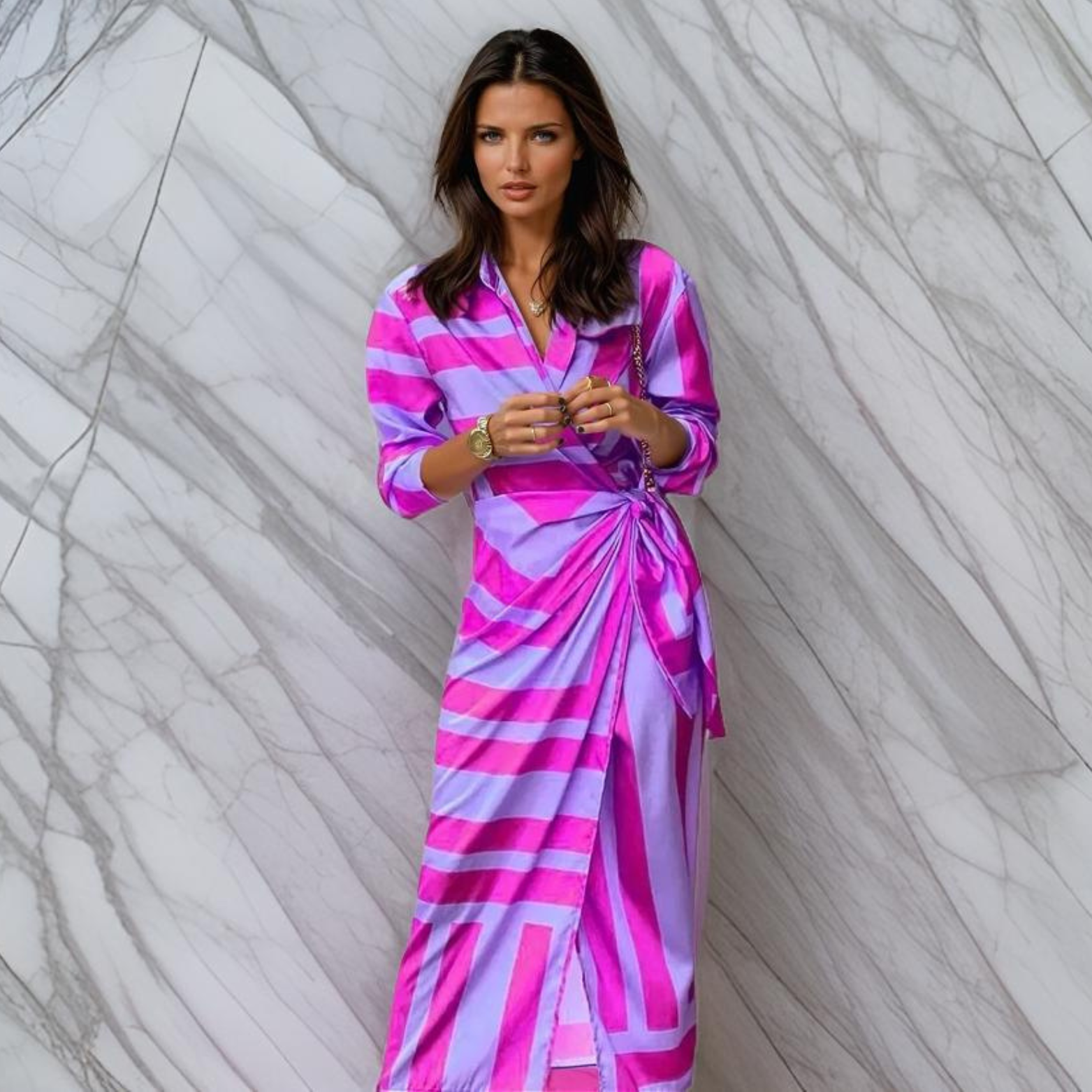 Heather | Abstract Print Wrap Dress
