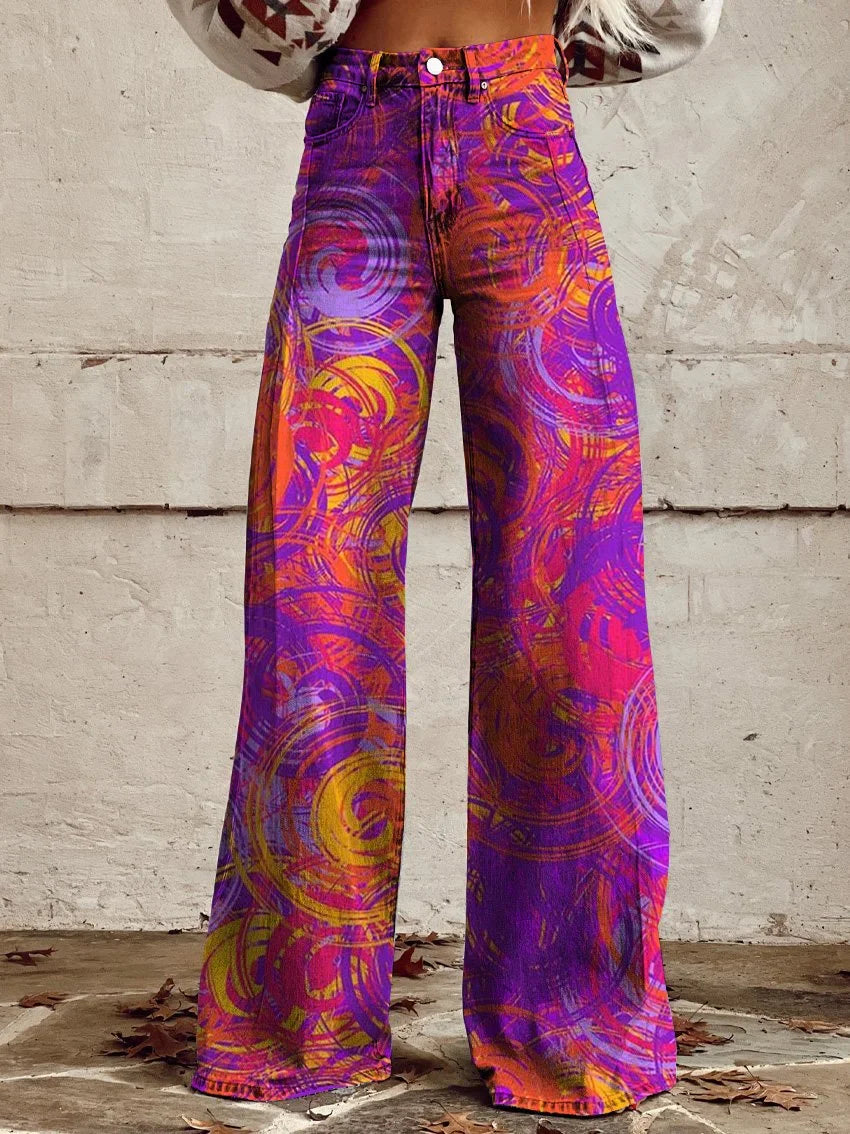 Alma | Colorful Psychedelic Wide-Leg Jeans