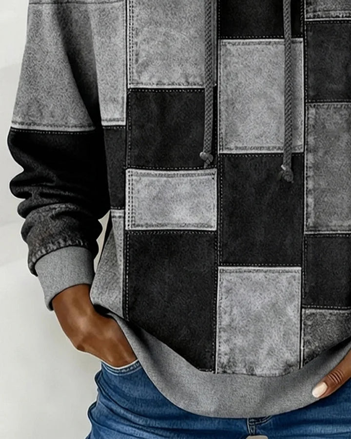 Yaralyn™ | Elegant Hoodie with Long Sleeves and Plaid