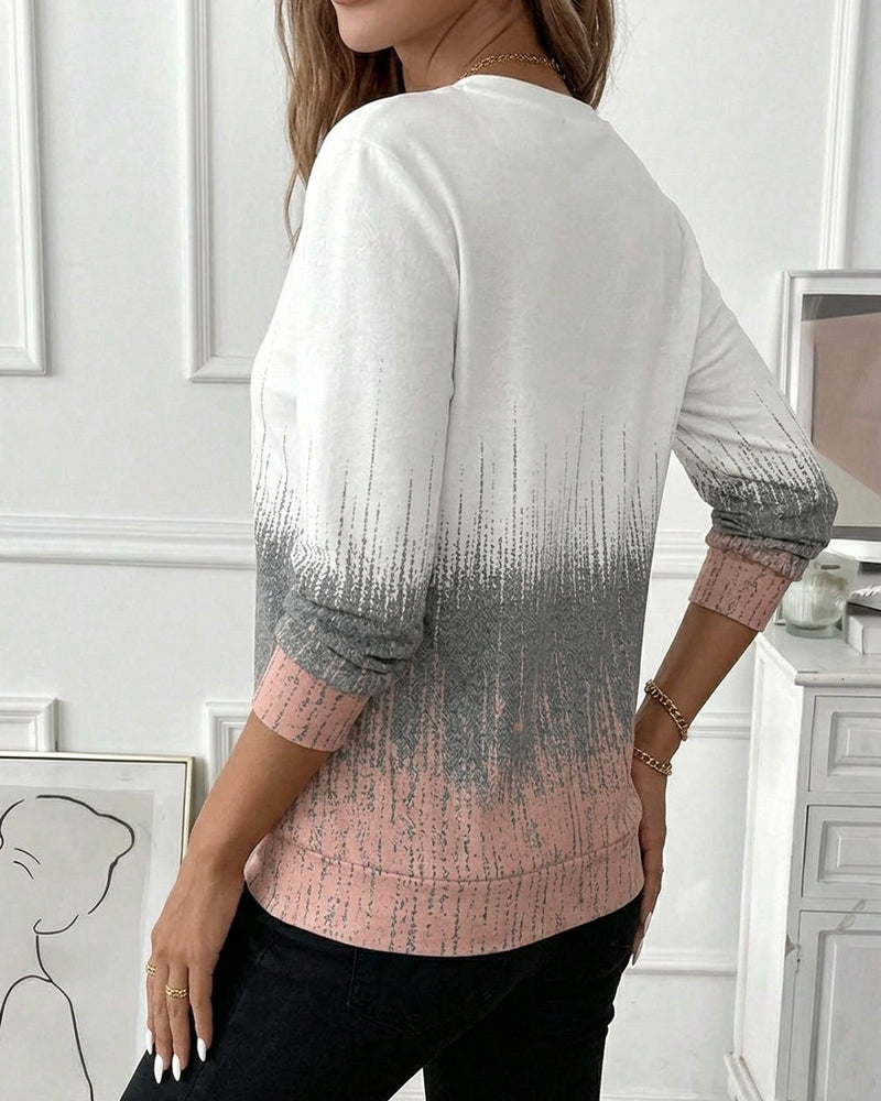 Sweatshirt Half Zip Gradient Long Sleeve