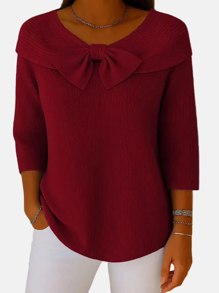 Ilona | Women's Wool Sweater with Bow