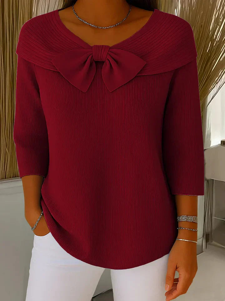 Ilona | Women's Wool Sweater with Bow