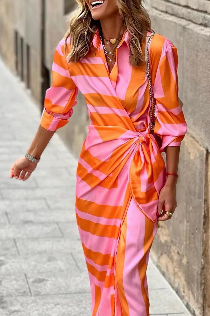 Brooke | Striped Button-Up Wrap Dress