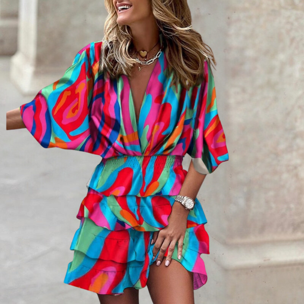 Erica | Tropical Print Ruffled Dress
