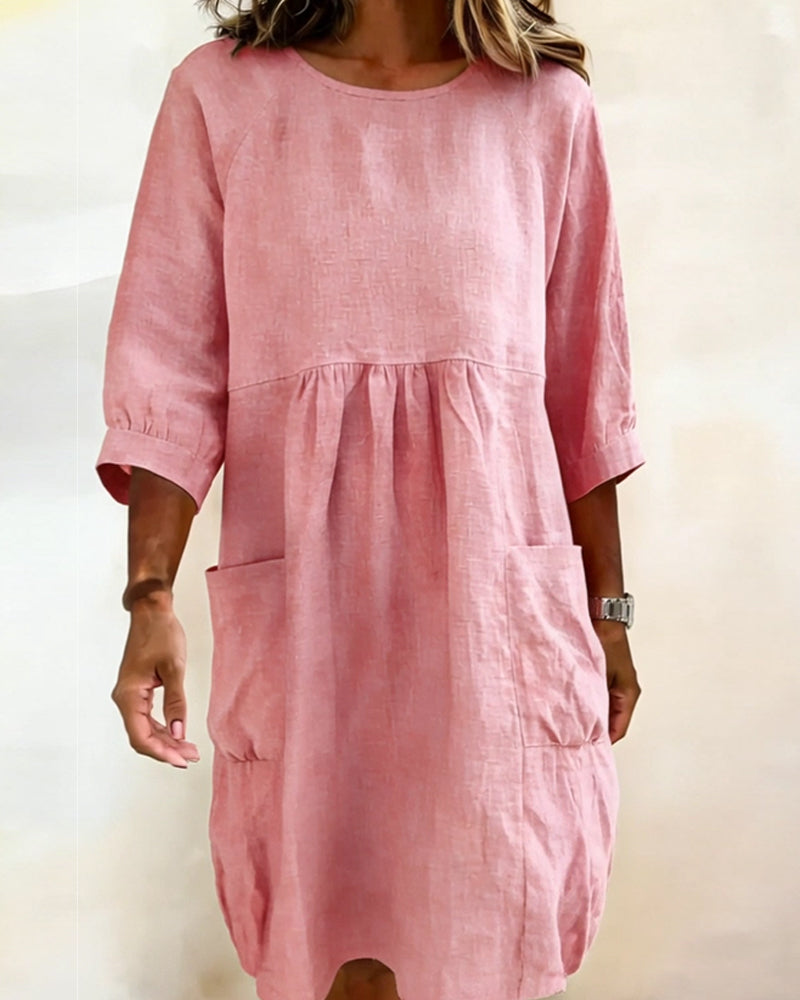 Dress Three Quarter Sleeve Loose