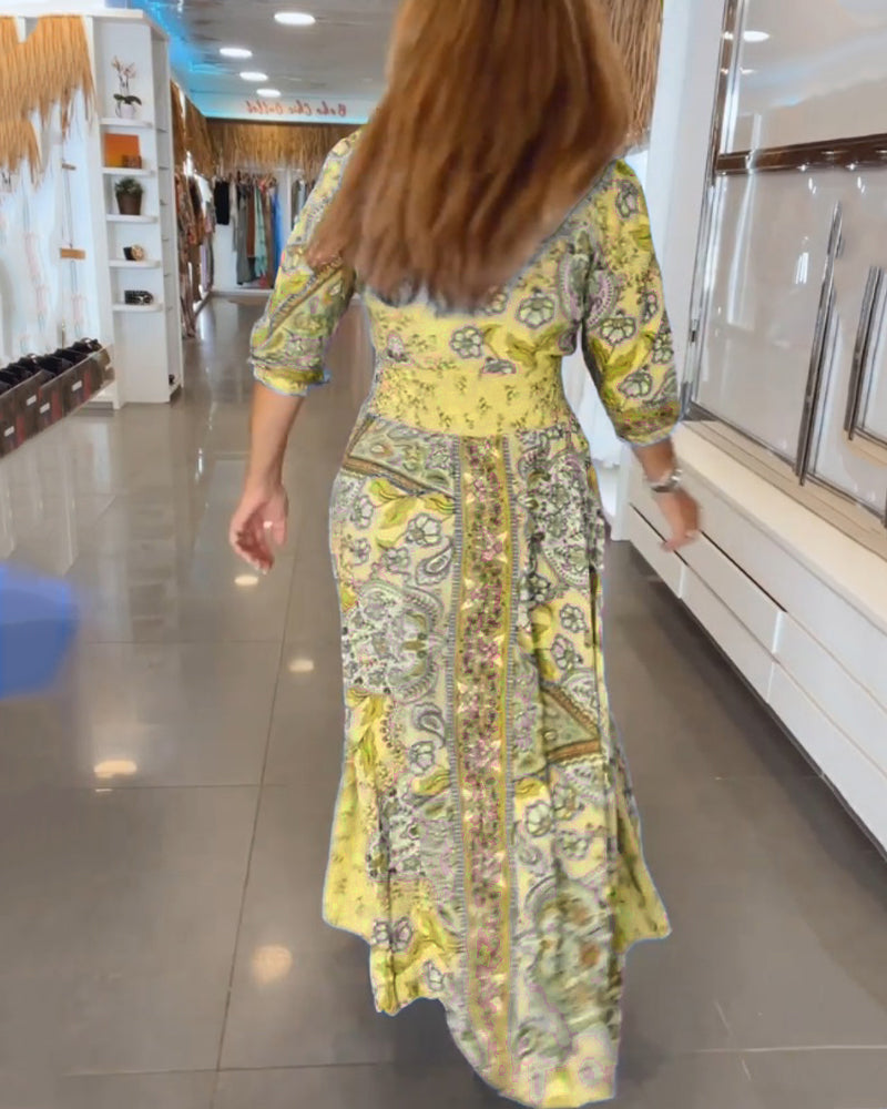 Karen | Bohemian Tie Waist Maxi Dress