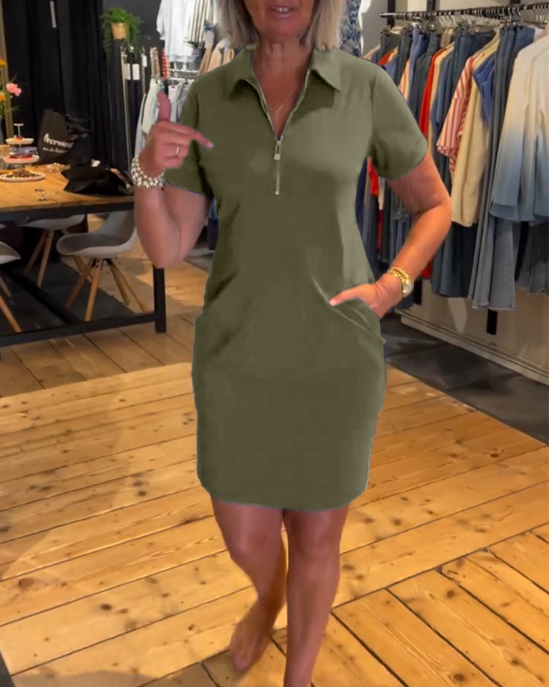 Dress with Collar and Zipper