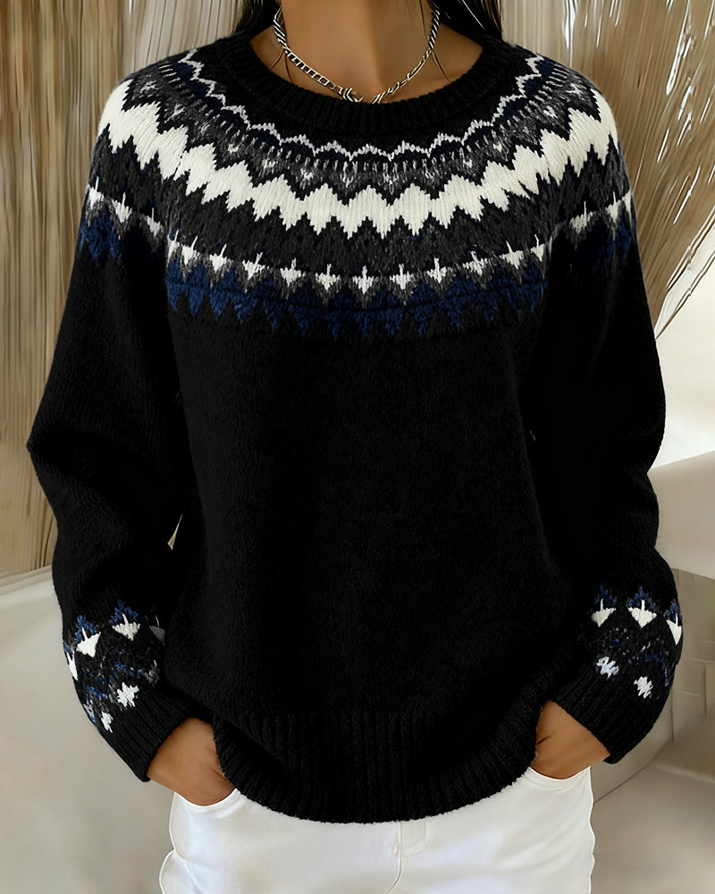 Long Sleeve Sweater with Round Neck
