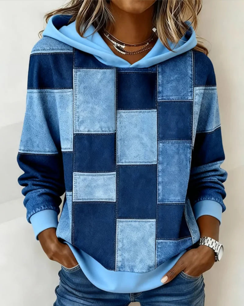 Yaralyn™ | Elegant Hoodie with Long Sleeves and Plaid
