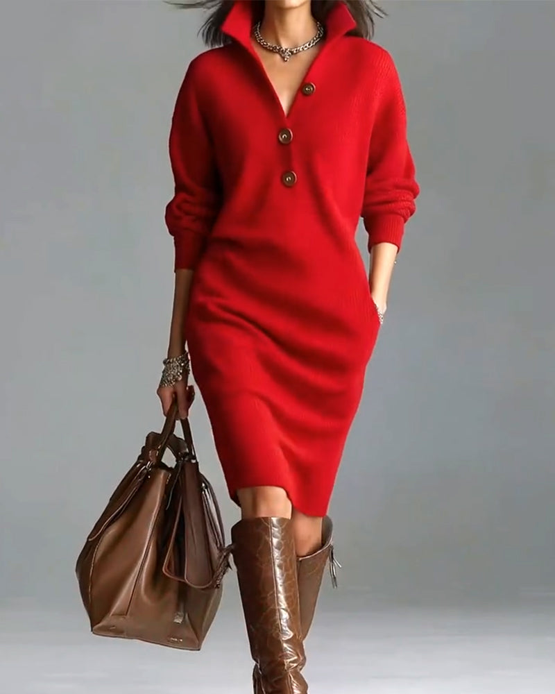 Sweater Dress Casual Solid Color Autumn and Winter