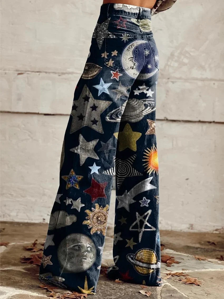 Audrey | High-Waist Cosmic Print Jeans