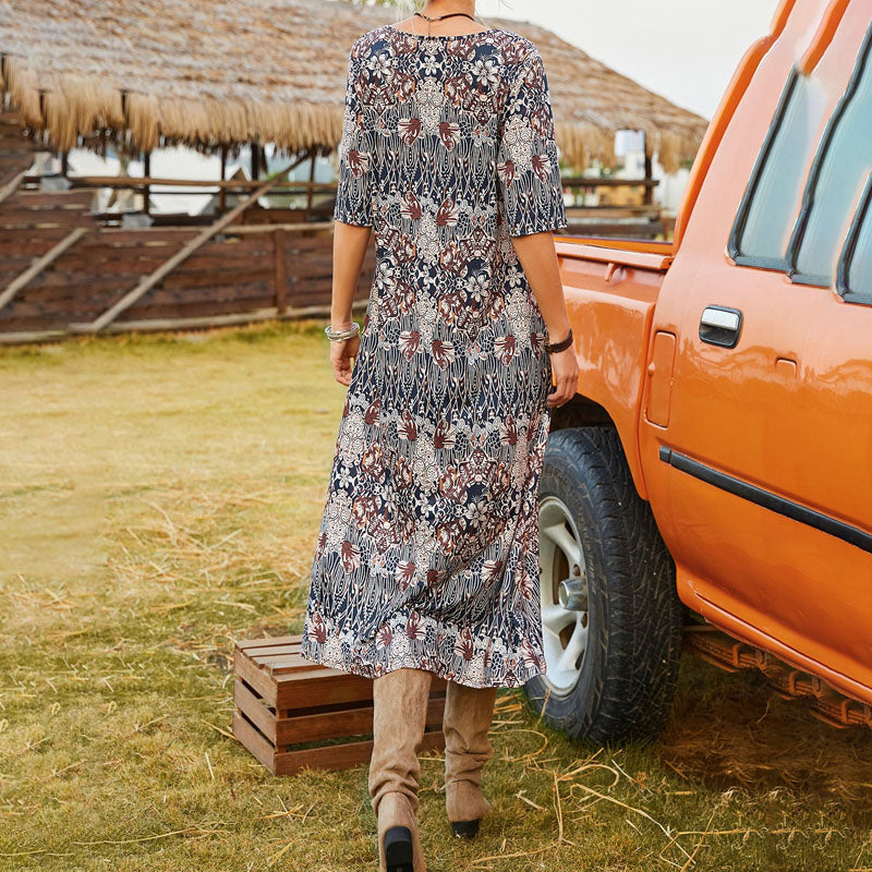 Alexa | Elegant Floral Button Midi Dress