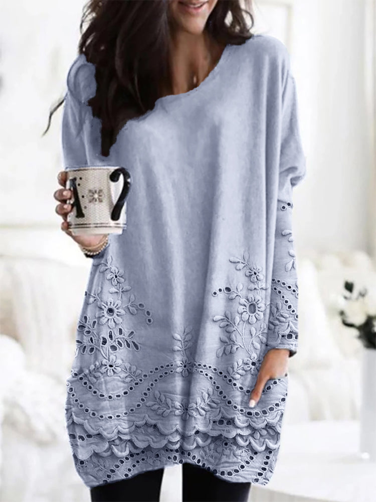 Lisa | Embroidered Floral Tunic with Pockets