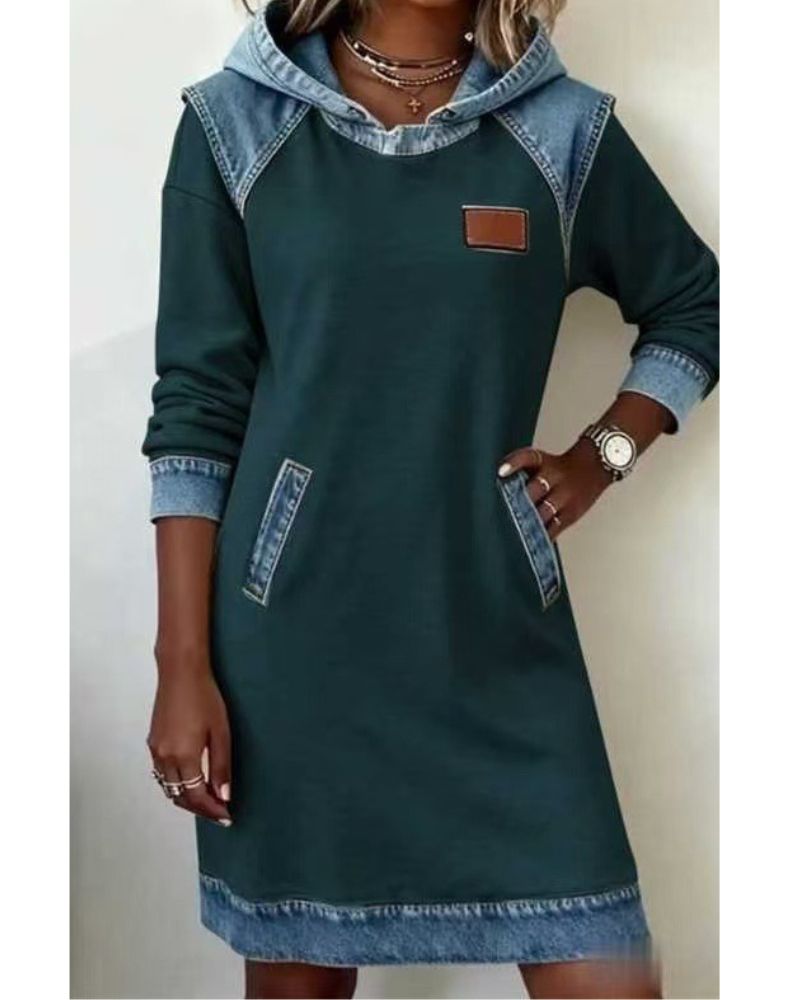 Denim Dress with Hood