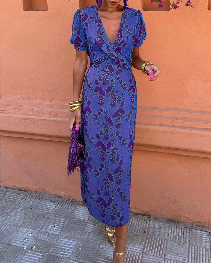 Bonnie | Elegant Floral Print Midi Dress