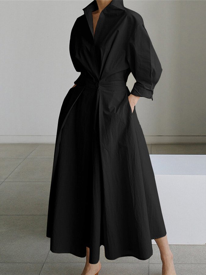 Clemence | Elegant Midi Dress with Button Closure