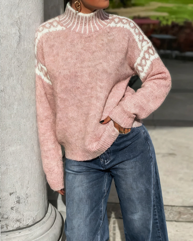 Contrast Printed Sweater