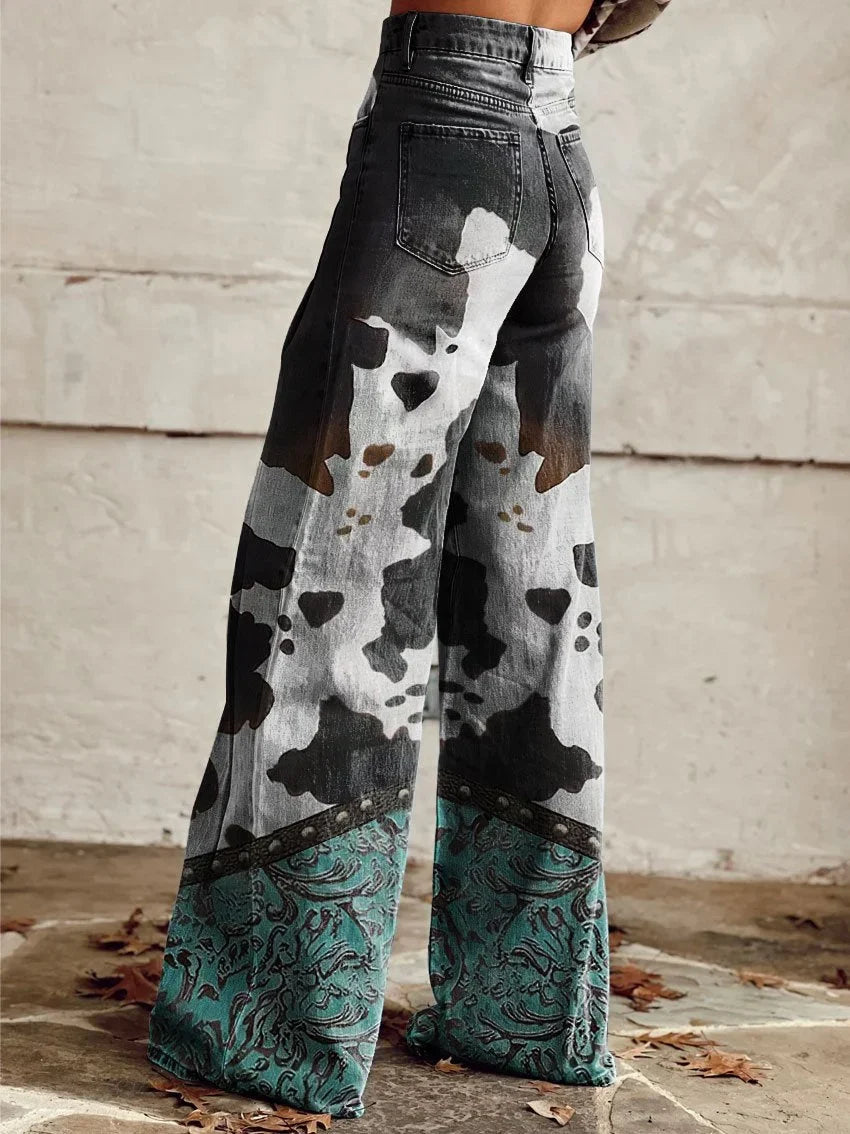 Addison | Unique Pattern Wide Jeans