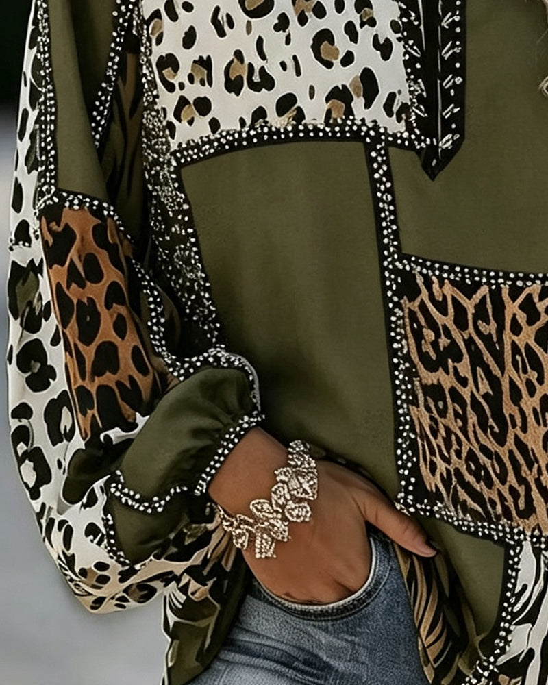 Leopard Blouse Color Block