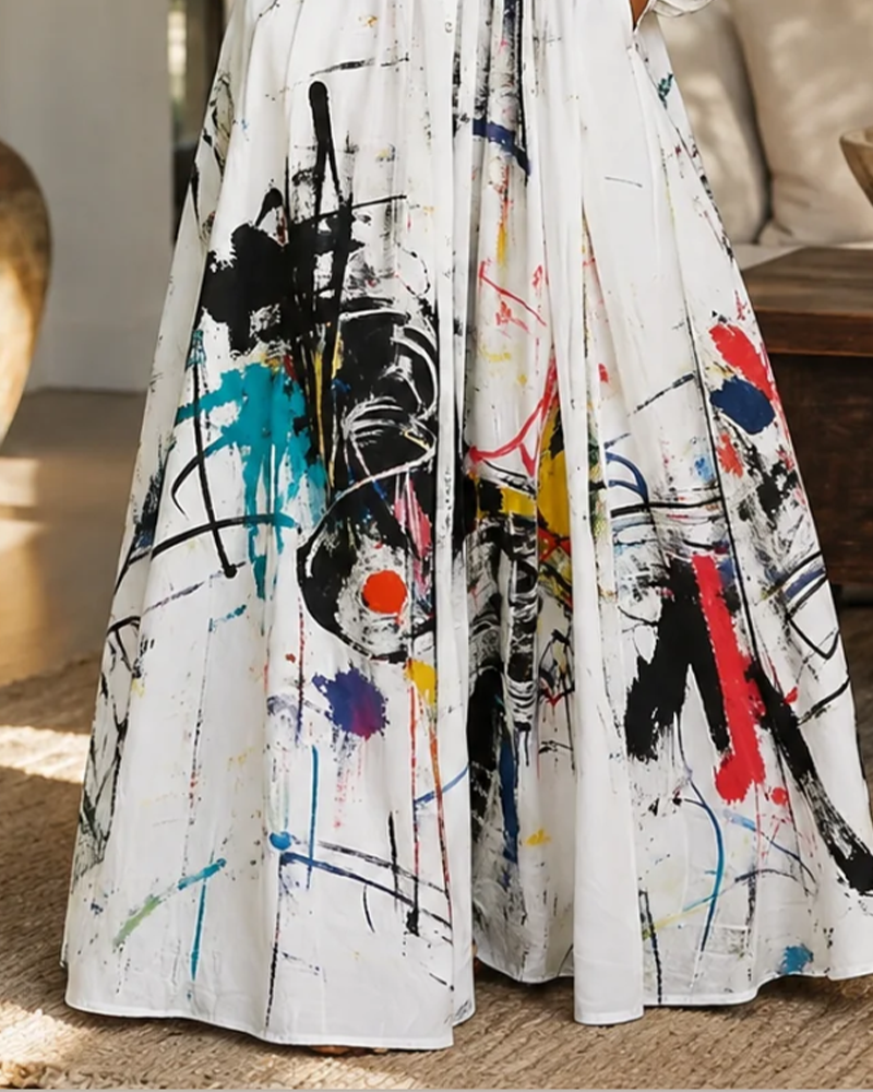 Dress Art Splash Graffiti Lapel Shirt
