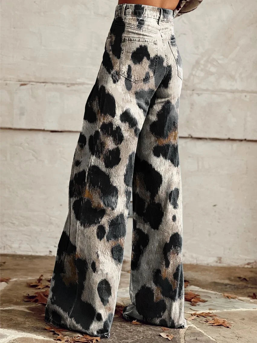 Bianca | Wide-Leg Animal Print Jeans