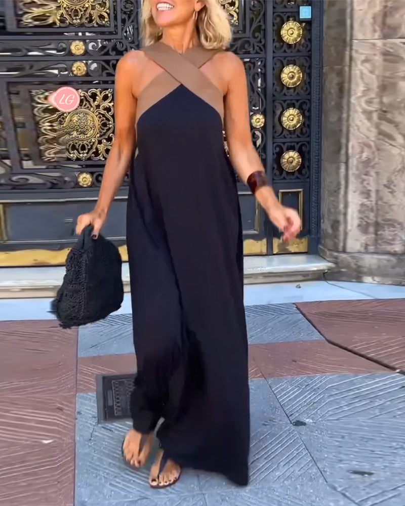 Emma | Chic Cross-Back Maxi Dress