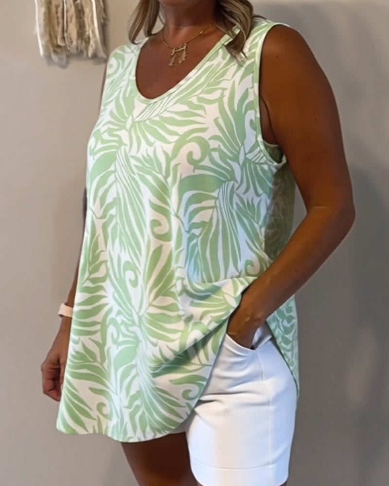 Tank Tops Loose Fit Plant Print