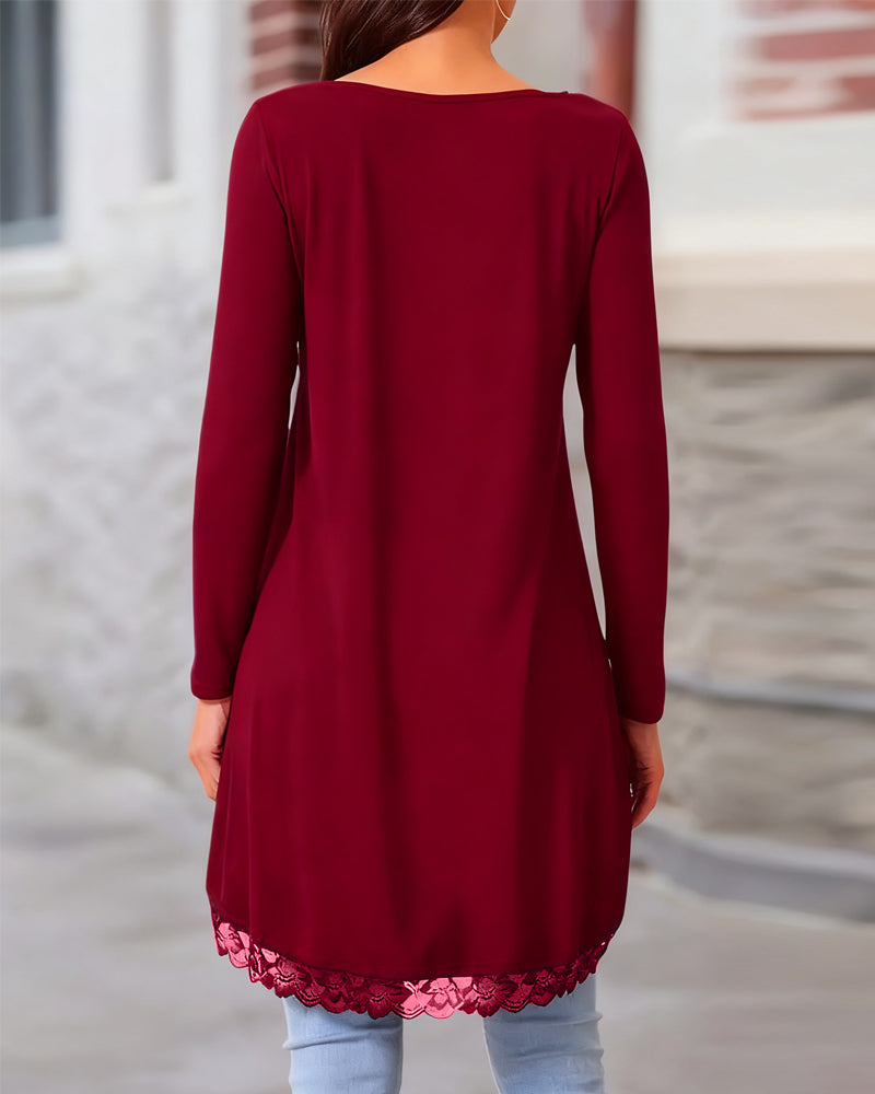 Irregular Long Sleeve Top with Mesh Panels