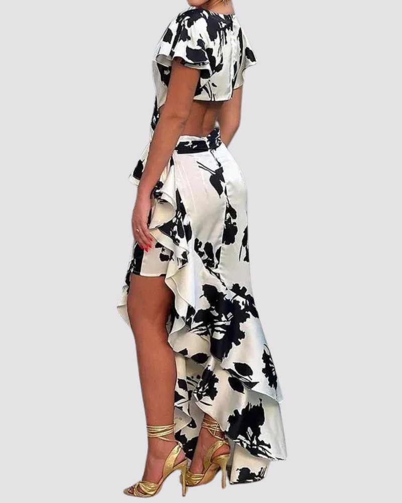 Isabelle | Wrap Front Ruffle Hem Dress