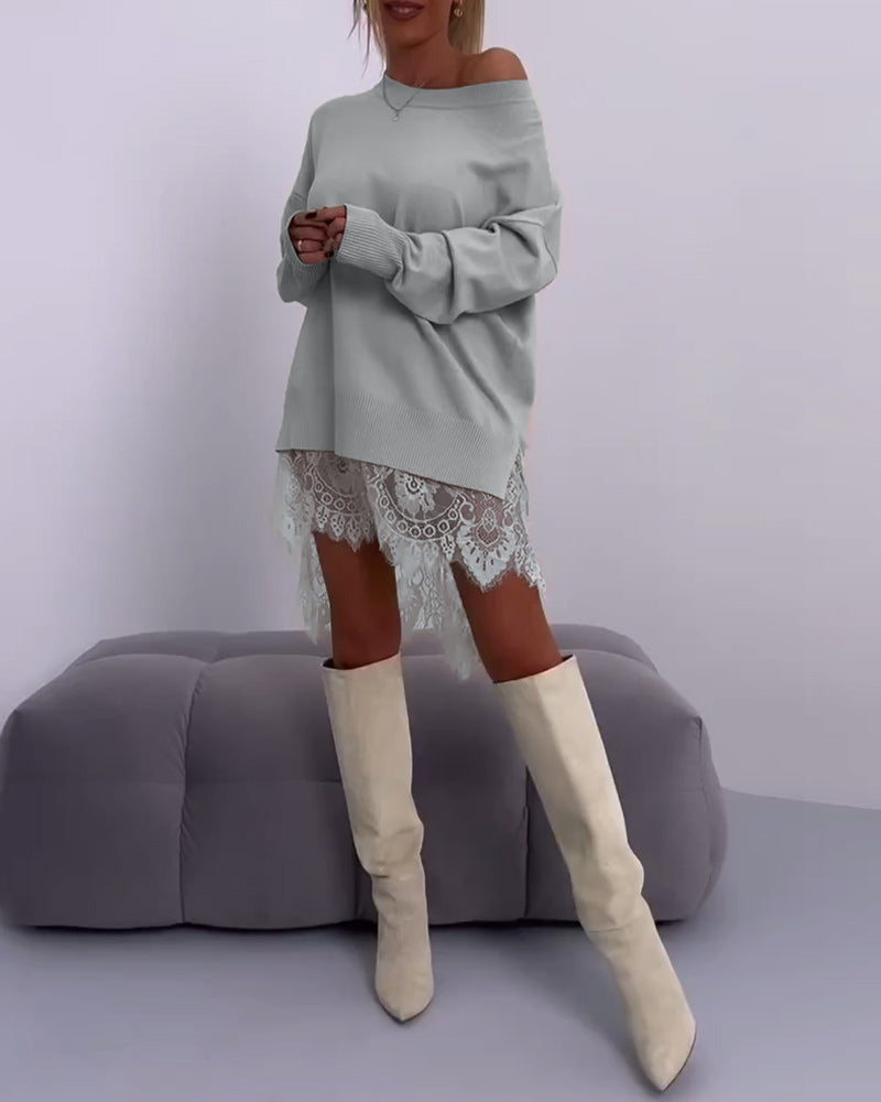 Solid Color Off-Shoulder Sweater