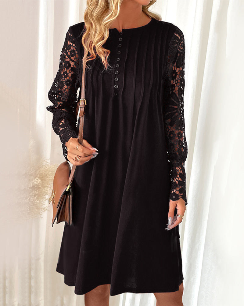 Georgia | Stylish Button-Front Lace Dress