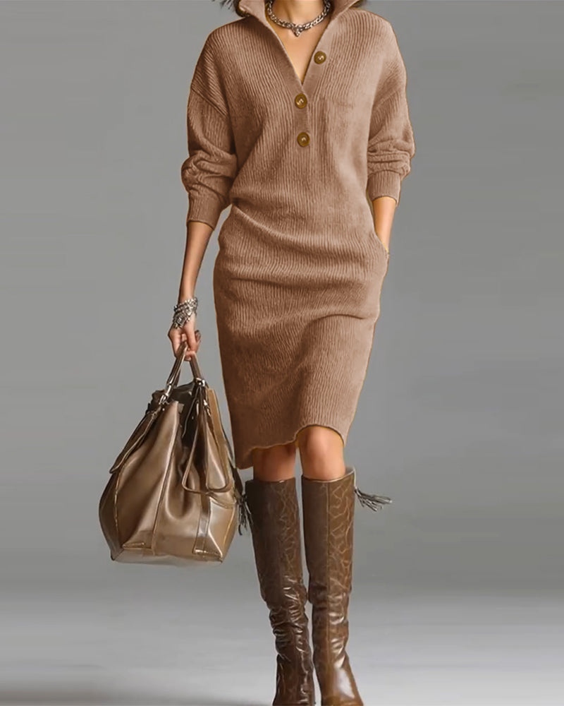 Sweater Dress Casual Solid Color Autumn and Winter