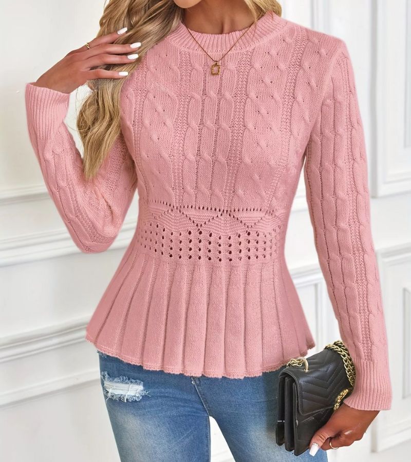 Ornella | Thick Knit Sweater with Peplum Hem