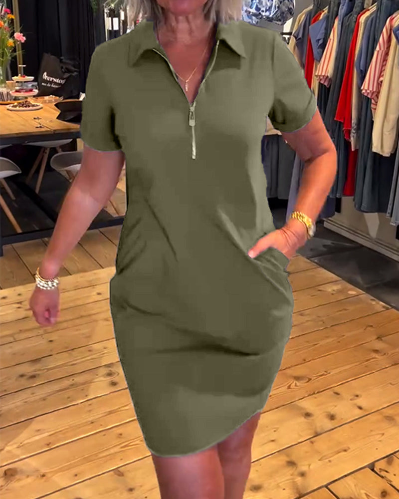 Dress with Collar and Zipper