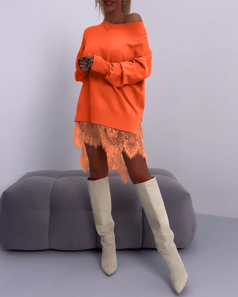 Solid Color Off-Shoulder Sweater