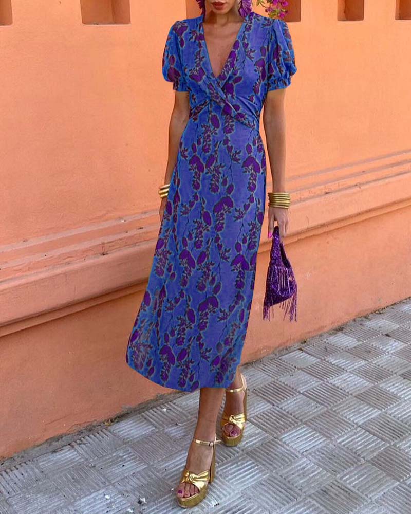 Bonnie | Elegant Floral Print Midi Dress