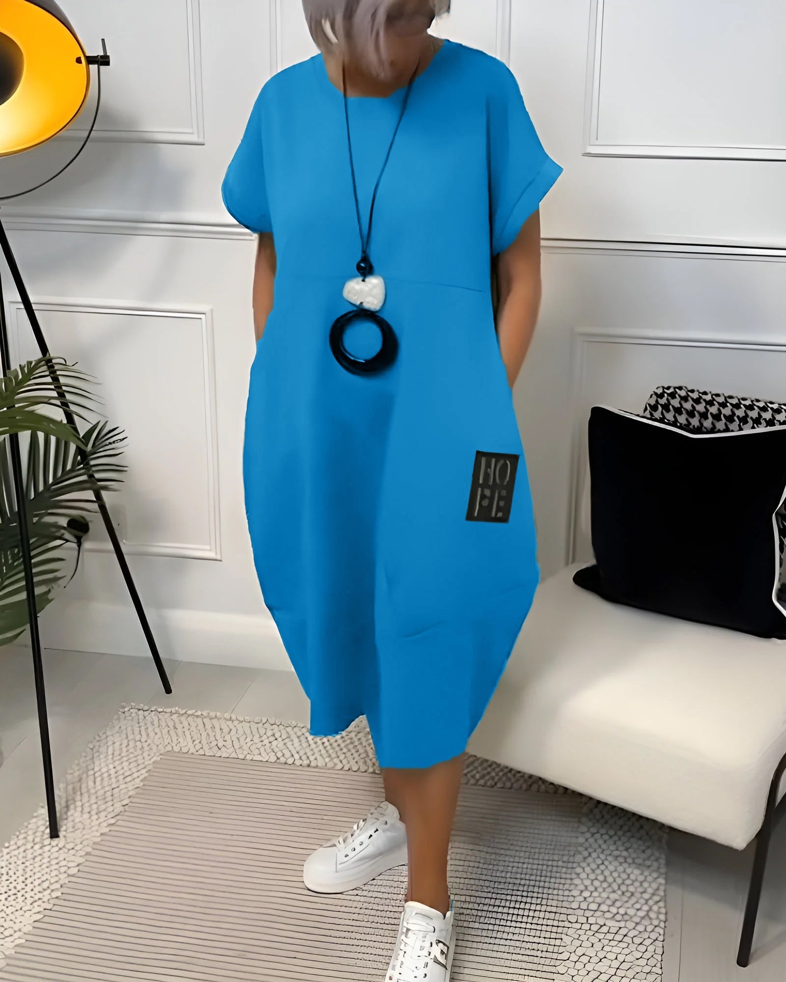 Simple Casual Kaftan with Short Sleeves