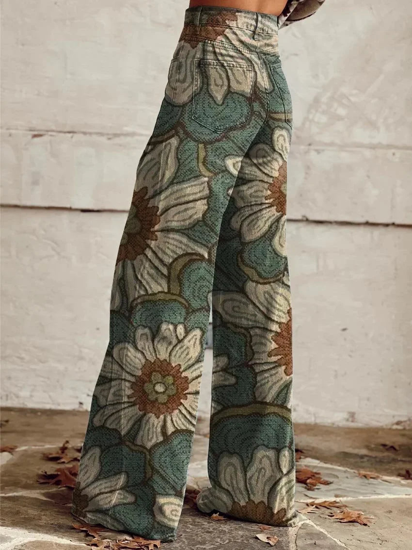 Bethany | Wide-Leg Floral Pattern Jeans