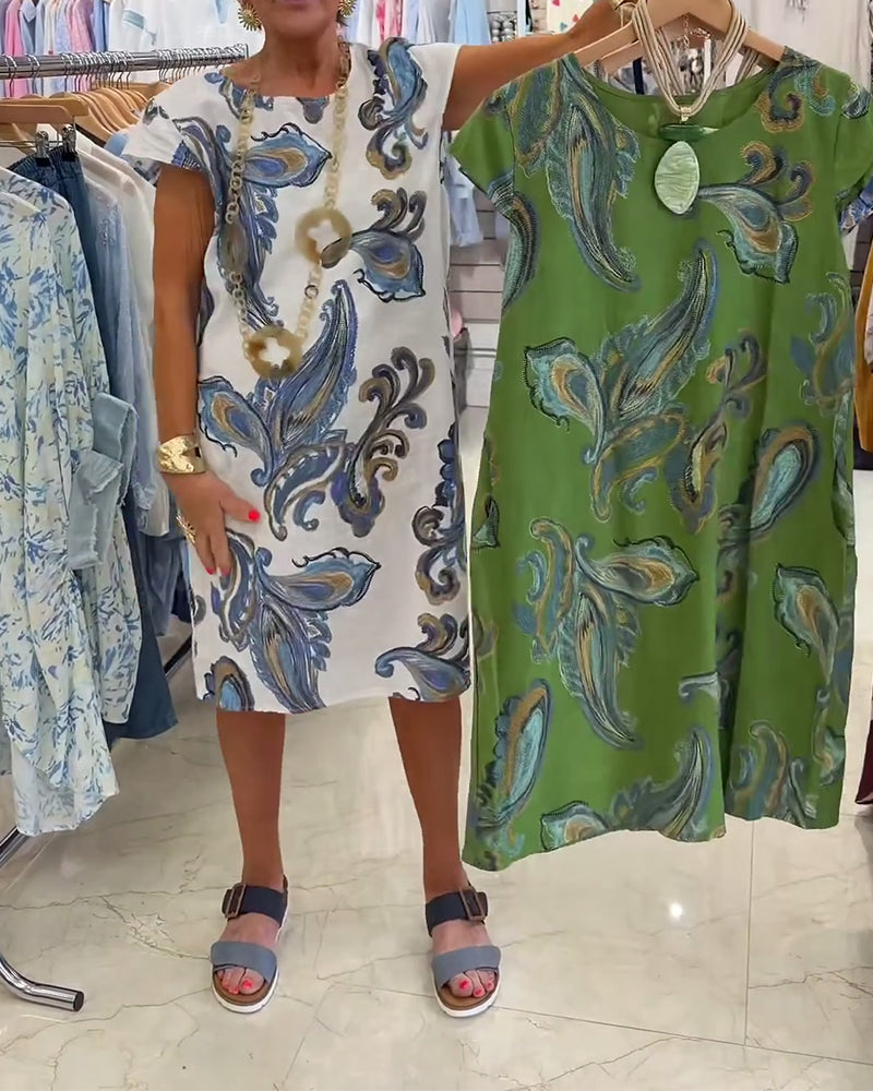 Dress Short Sleeved Printed Straight