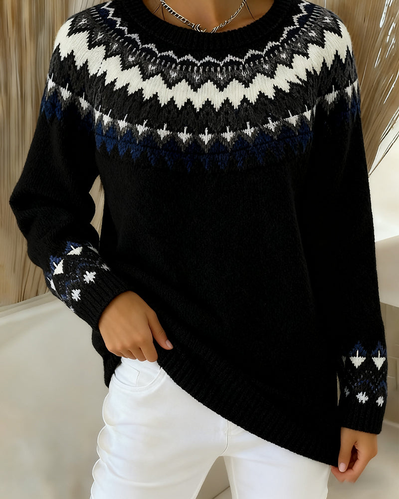 Long Sleeve Sweater with Round Neck