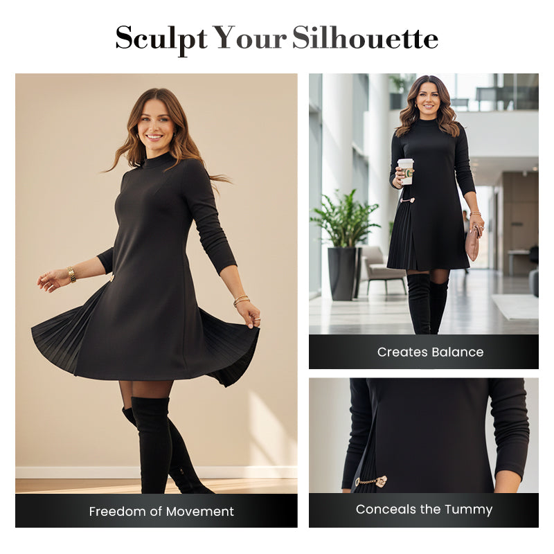 🎁2026 New Arrivals 70% OFF💥Elegant Long Sleeve Pleated Panel Dress