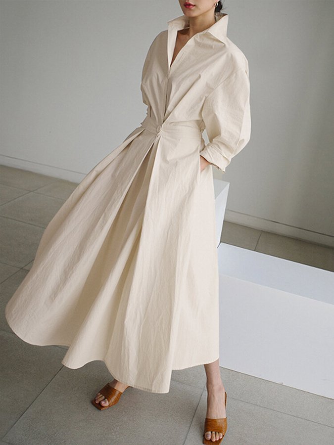 Clemence | Elegant Midi Dress with Button Closure